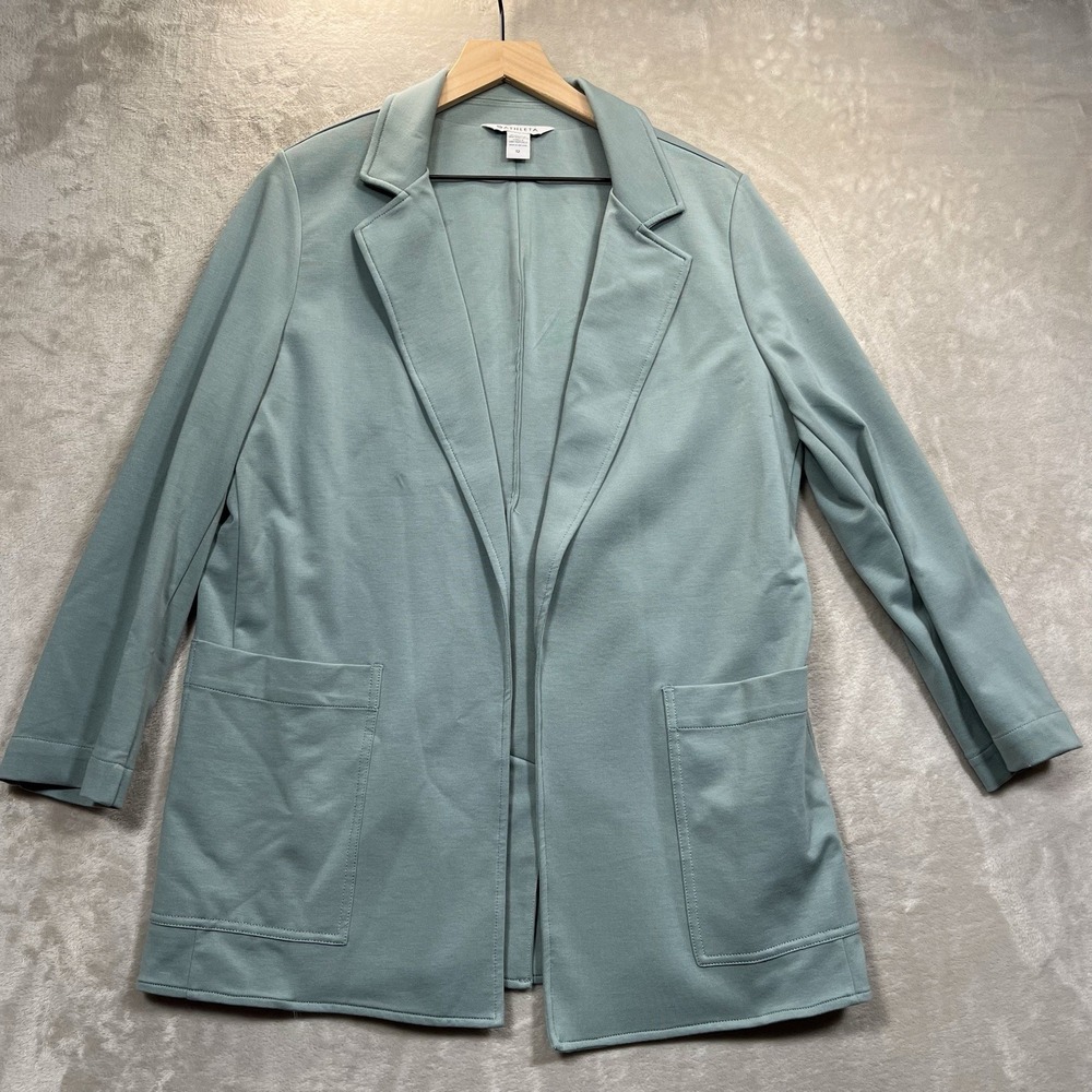 Athleta Blazer 12 Eastbound Minimalist Seafoam Sage Green Open Front